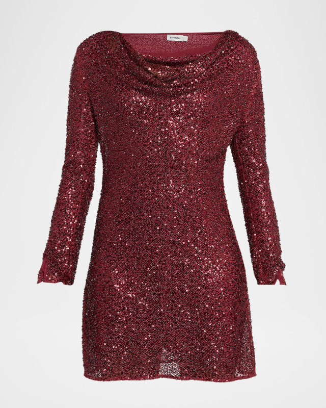 Emmy Cowl-Neck Bead & Sequin Mini Dress